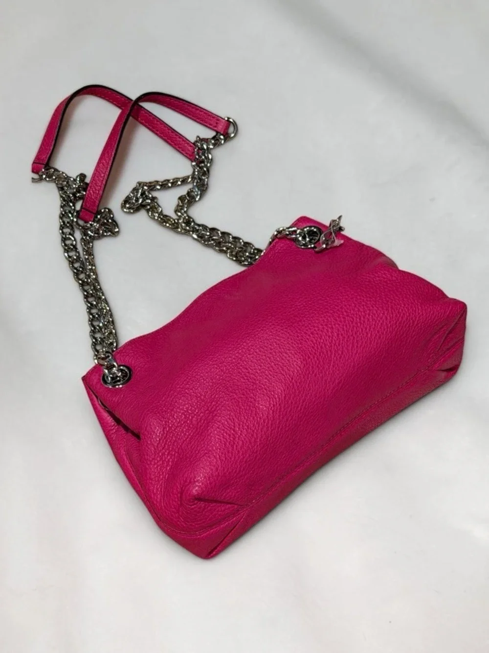 Michael Kors Jet Set Shoulder Bag Fuchsia Pebbled Leather